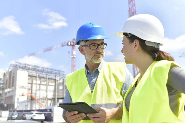 Construction Manager Engineer Working Building Site — Stock Photo, Image