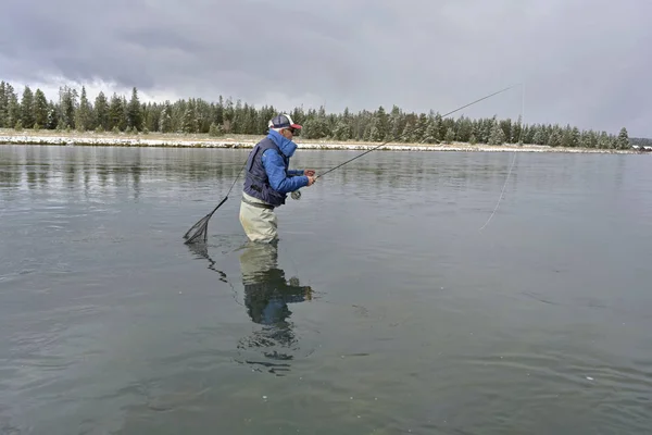 Pescatore Mosca Fluviale Montana — Foto Stock