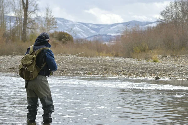 Pêcheur Mouche Dans Montana — Photo