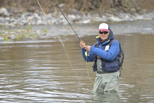 Pescador Moscas Montana — Foto de Stock