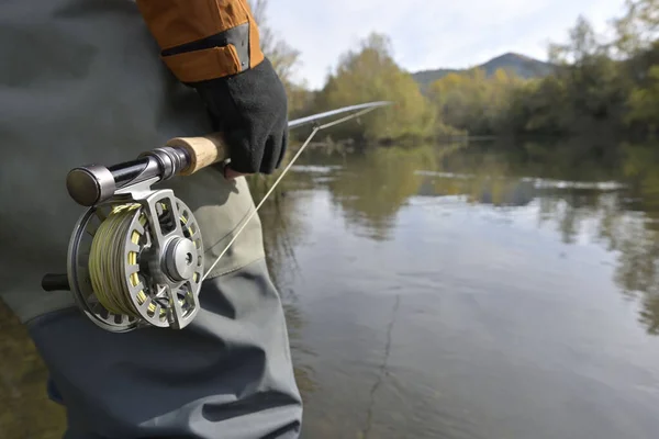 Fly Fisherman River Autumn — Stock Photo, Image