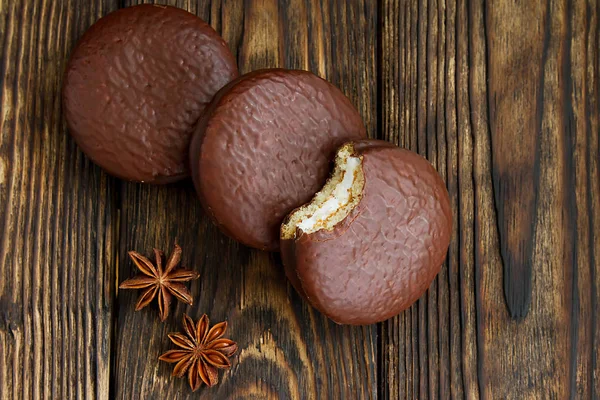 Masada köyün karanlık eski üç Choco pasta tatlı tatlı