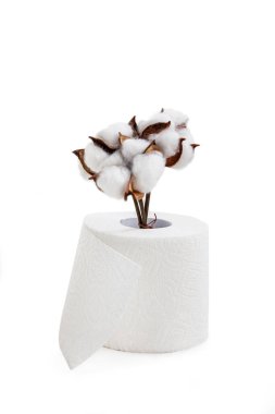 Pamuk çiçekli beyaz tuvalet kağıdı 