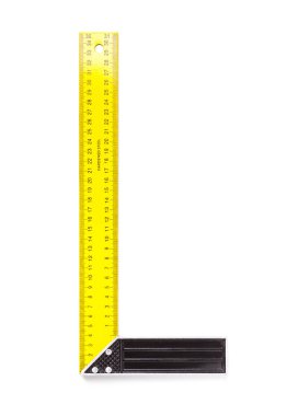 Sarı çelik Rafter beyaz arka plan üzerinde izole kare.