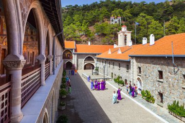 Courtyard in the famous Kykkos monastery. clipart