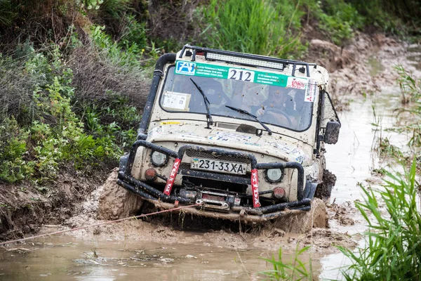 Auto leggendaria UAZ in palude . — Foto Stock