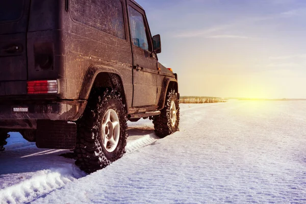 Offroad Car Shoot Winter Travel Concept Stock Picture
