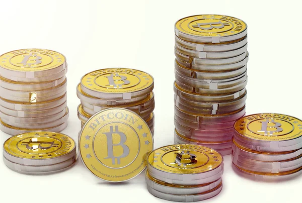 Banyak bitcoin - bit coin BTC uang virtual baru — Stok Foto