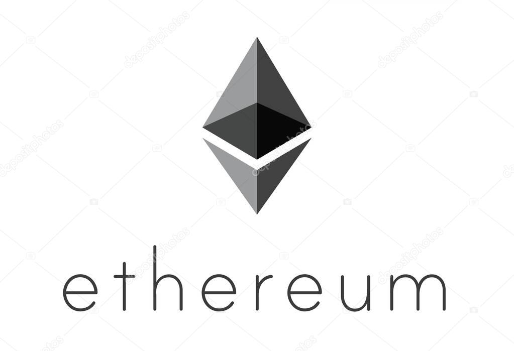 AACHEN, GERMANY - JUNE 14, 2017: Illustration of Ethereum Logo on simple Background. Ethereum is a security computer encryption concept for online banking and secure contract technology