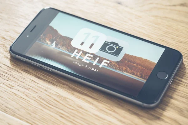 Logo HEIF en Apple iPone 7 —  Fotos de Stock