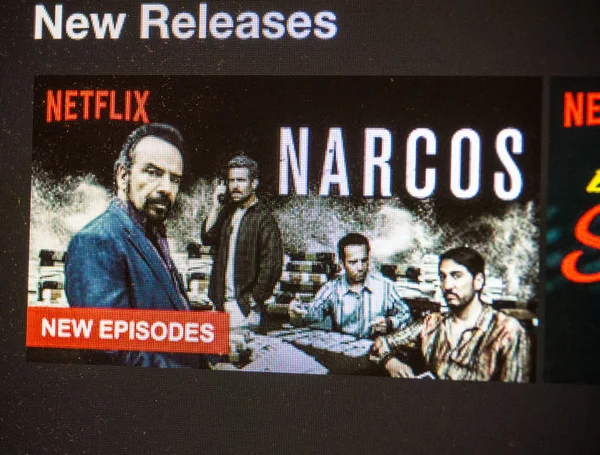 Netflix on computer screen - new narcos episodes — Stock Photo, Image