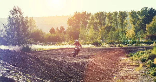 Motocross MX Rider riding on dirt track — Stock Photo, Image
