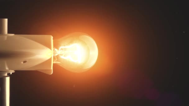 Vintage lightbulb on dark background — Stock Video