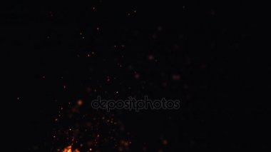 alevler ve siyah arka plan üzerinde parlayan külleri ateş