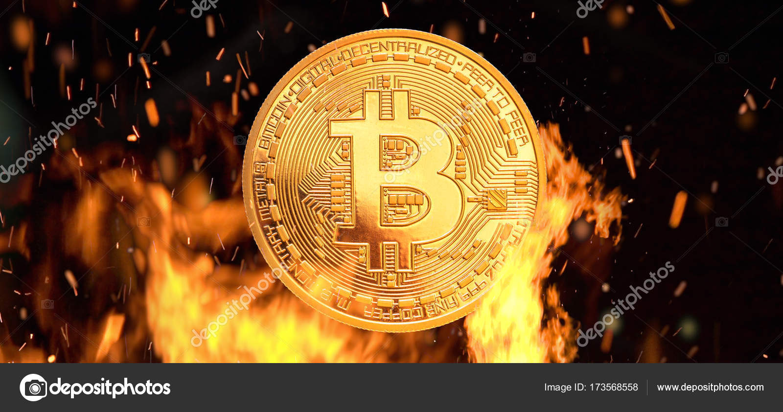 炎で燃えるビットコインお金 — ストック編集用写真©aa-w#173568558