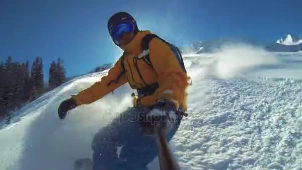 Alagna Valsesia Piemont Itália Março 2015 Foto Ponto Vista Snowboarder — Vídeo de Stock