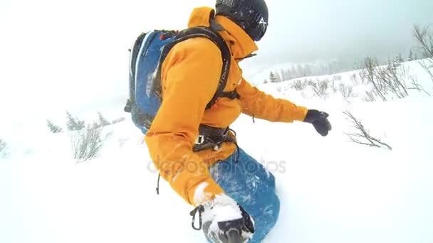 Alagna Valsesia Piemont Italia Marzo 2015 Vista Panorámica Actionsportlers Snowboarder — Vídeo de stock