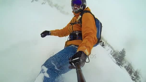 Alagna Valsesia Piemont Itálie Března 2015 Hlediska Záběr Actionsportlers Snowboardista — Stock video