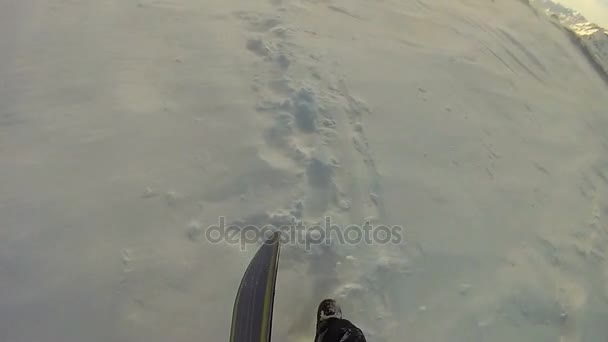 Алагвальсезия Помонт Италия Марта 2015 Года Снимок Сноубордиста Акциониста Время — стоковое видео