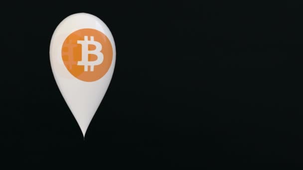 Bitcoins Koncepció Darab Érme Btc Virtuális Pénz Léggömb Tűt Kezében — Stock videók