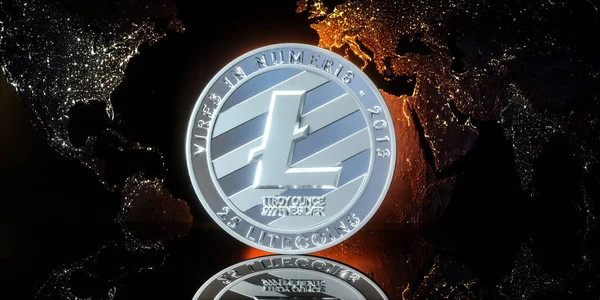 Litecoin Lite Coin Ltc Crypto Monnaie Sur Fond Sombre — Photo