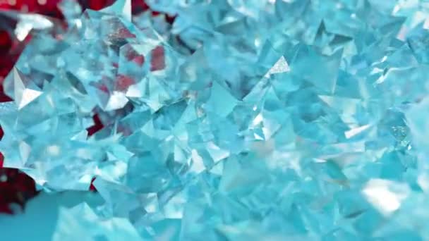 红宝石和宝石设计中的玻璃和水晶科幻背景 — 图库视频影像
