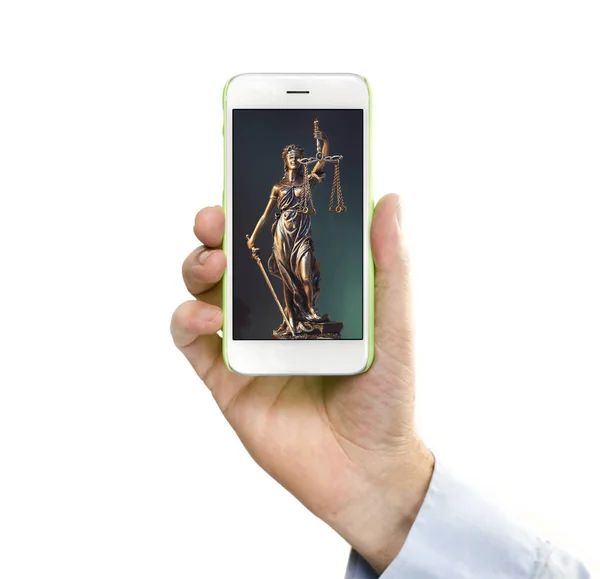 Smartphone com aplicativo advogado online — Fotografia de Stock