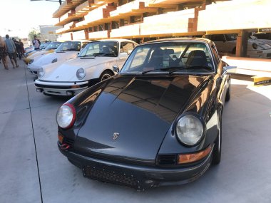 Los Angeles, Ca - 22 Nisan 2018: Porsche klasik arabalar Luftgekuehlt 5 araba, Ganahl kereste göster. Luft 5 porsche taraftarların yıllık toplantısı olduğunu