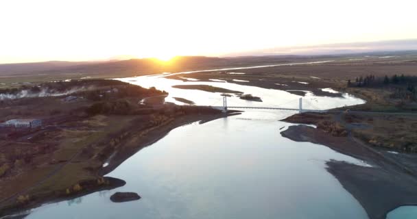 Flygfoto Berömda Island Med Sin Vackra Fascinerande Unika Landskap Floder — Stockvideo