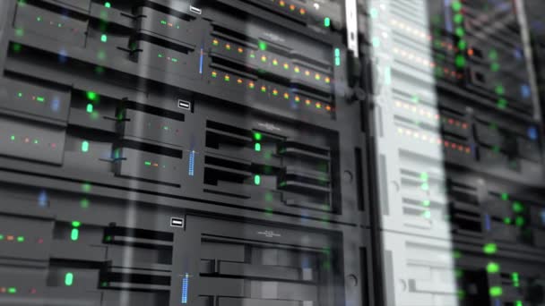 Langsom Sporing Skud Server Enheder Cloud Service Datacenter Viser Flimrende – Stock-video