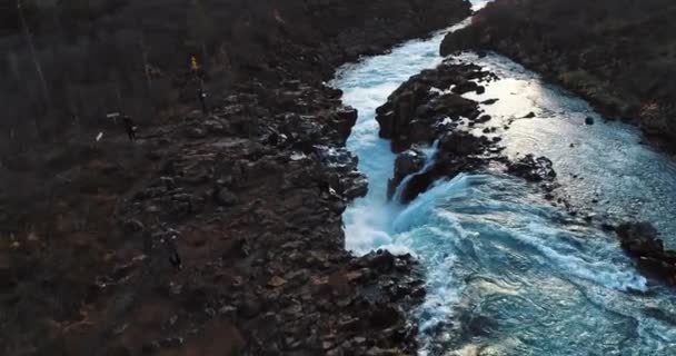 Luftfoto Berømte Island Med Sin Smukke Fascinerende Unikke Landskab Floder – Stock-video