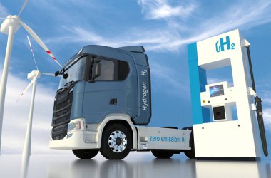 Benzin istasyonlarındaki hidrojen logosu. h2 yanmalı Truc