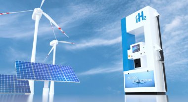 Benzin istasyonlarındaki hidrojen logosu. h2 yanmalı Truc