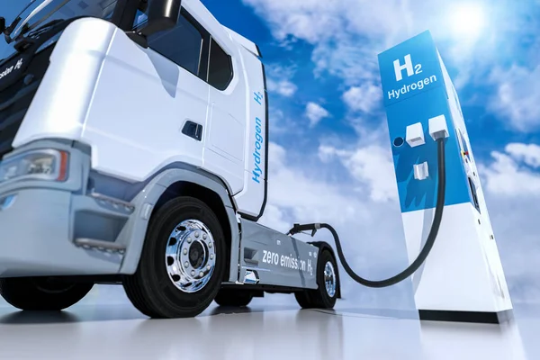 Logo Idrogeno Sul Distributore Carburante Delle Stazioni Servizio Motore Combustione — Foto Stock
