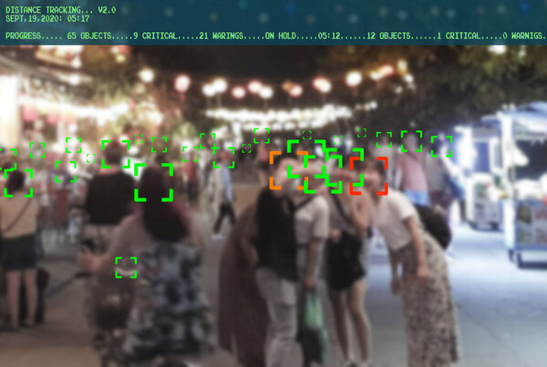 surveillance tracking people to protect their health and social behavior. Big data monitoring motion profile concept.