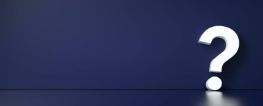 Renkli bir duvarın önündeki soru işareti. İş desteği kavramı - 3B Hazırlama