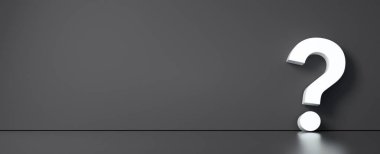 Renkli bir duvarın önündeki soru işareti. İş desteği kavramı - 3B Hazırlama