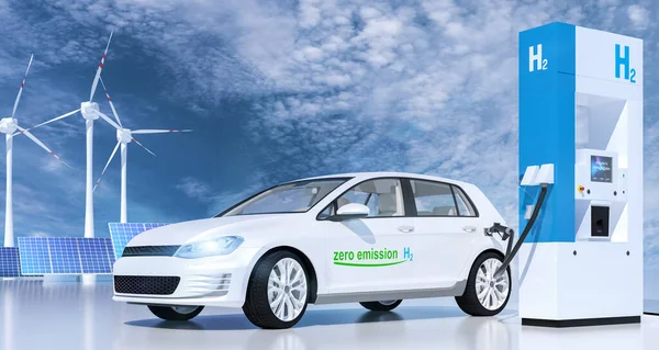 Логотип Водорода Автозаправочной Станции Двигатель Сгорания Безэмиссионного Экологически Чистого Транспорта — стоковое фото
