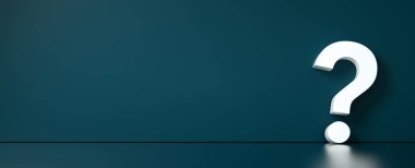 Renkli bir duvarın önündeki soru işareti. İş desteği kavramı - 3B Hazırlama