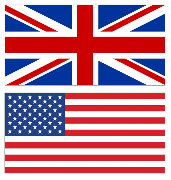 Set de banderas de Reino Unido y Estados Unidos en blanco — Vector de stock