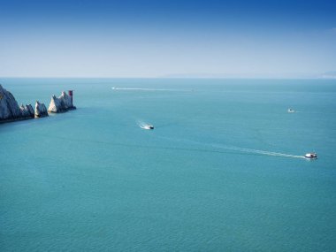 İğneler kaya oluşumu üzerinde Isle Of Wight İngiltere İngiltere