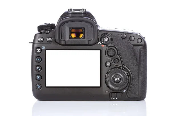 DSLR fotoaparát na bílém pozadí — Stock fotografie