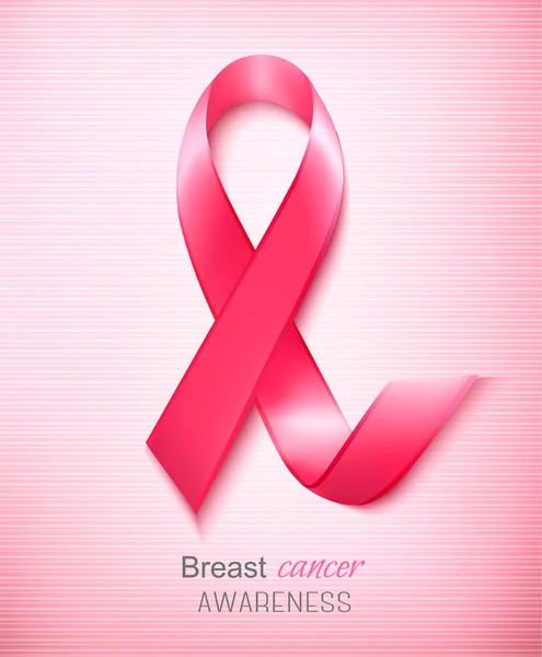 Breast cancer awareness ribbon på rosa bakgrund. Vektor. — Stock vektor