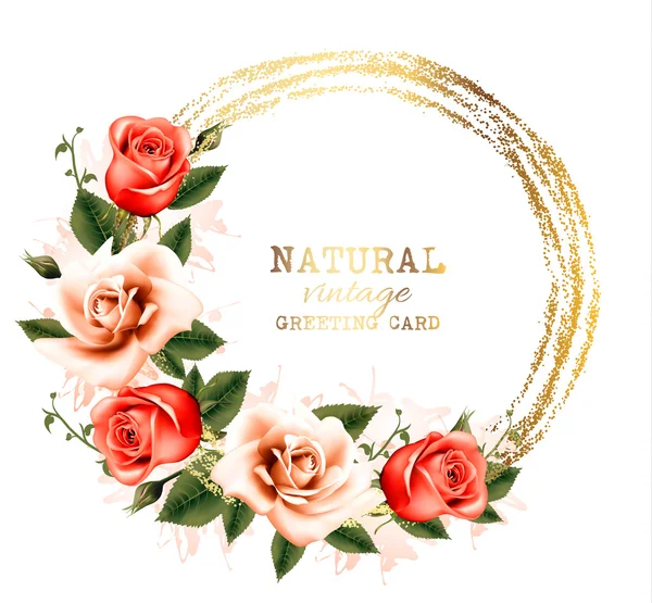 Fundo vintage com algumas rosas rosa. Vetor . —  Vetores de Stock