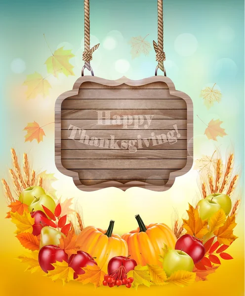 Joyeux Thanksgiving fond avec un signe en bois. Vecteur  . Vecteurs De Stock Libres De Droits
