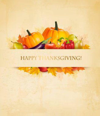 Retro Happy Thanksgiving arka plan. Vektör.