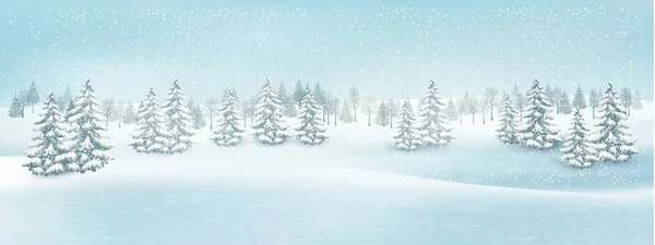 Kerstmis winter landschap achtergrond. vector. — Stockvector