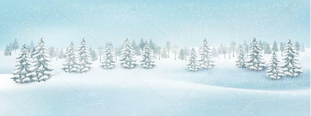 Christmas Winter Landscape Background Vector Vector Image By C Almoond Vector Stock