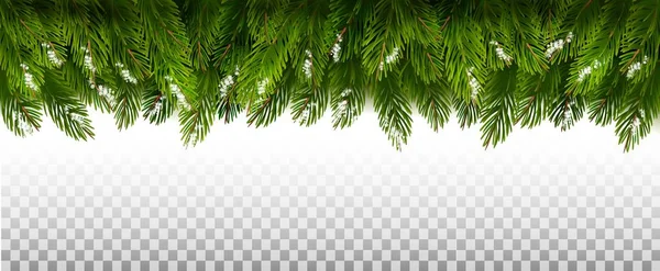 Holiday Christmas Frame With Green Tree Branches on Transparent Background. Vector — Stock Illustration Holiday Christmas Frame With Green Tree Branches on Transparent Background. Vector Stock Illustration