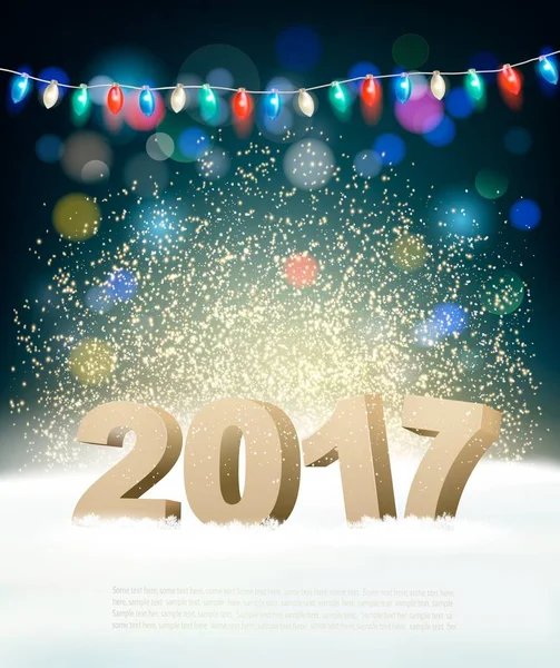 Holiday background with 2017 and garland. Vector. — Stock Vector